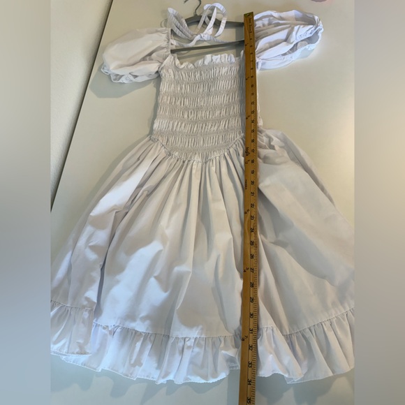 Sandy Liang Kleen White Smocked Puff
Sleeve Tie Front Mini Dress Sz 4 - Picture 14 of 16